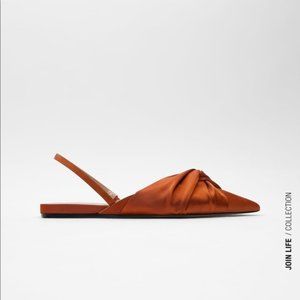 Zara Burnt Orange Satin Effect Slingback Ballet Flats